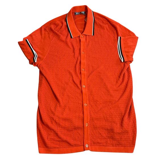PJ Paul Jones Orange Polo Shirt Medium Knit Button Down Golf Preppy Retro Sporty - Picture 1 of 5
